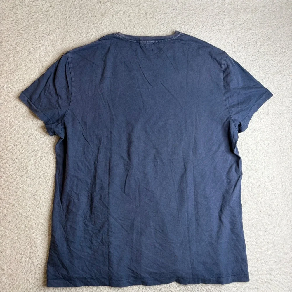 Polo Ralph Lauren Mens XL Navy Distressed Red Block Logo T-Shirt Classic Fit